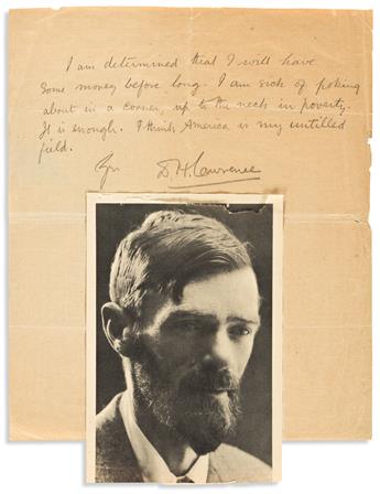 LAWRENCE, D.H. Autograph Letter Signed, to his agent James Brand Pinker, in pencil,